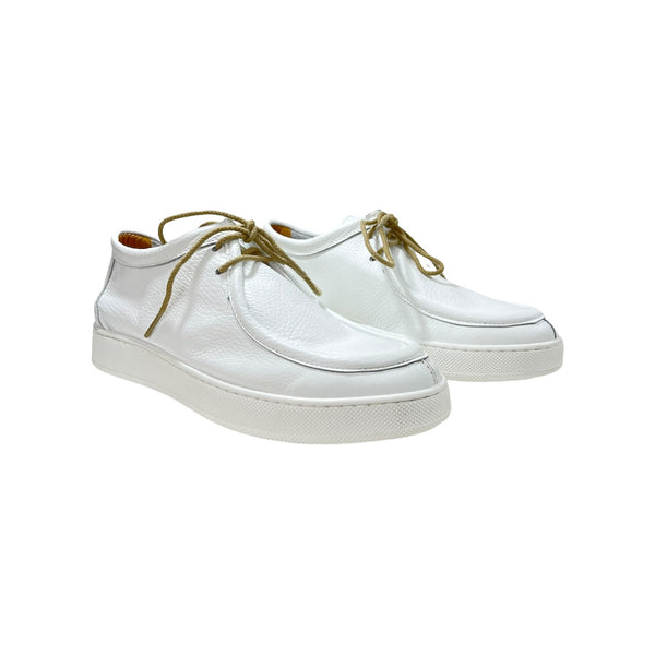 White Tumbled Leather Lab Sneakers